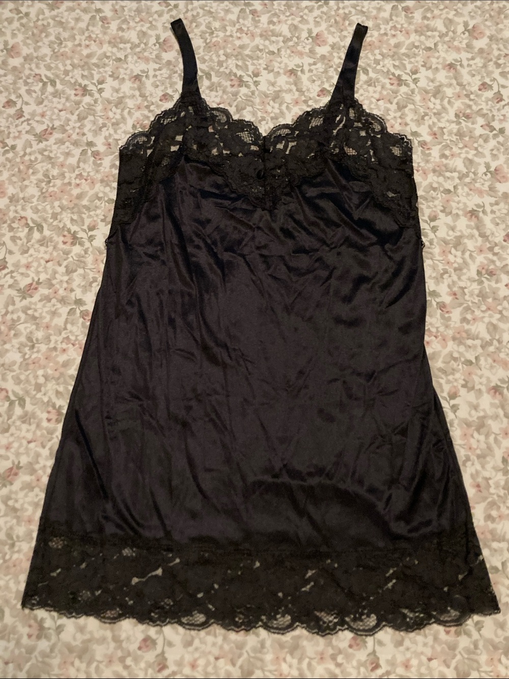 Vintage Avon Black Lacy Slip Dress / Nightgown